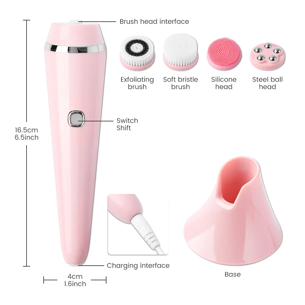 Electric Facial Cleansing Brush 4 in 1 Face Cleaner Brush Blackheads Acne Remove Facial Massager Skin Tightening Soft Machine