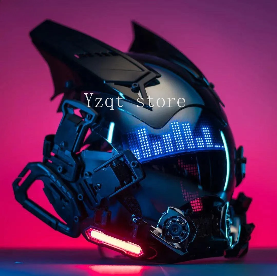 

Helmet mask led rhythm technology comic show cos luminous face-changing mask dancing shooting props
