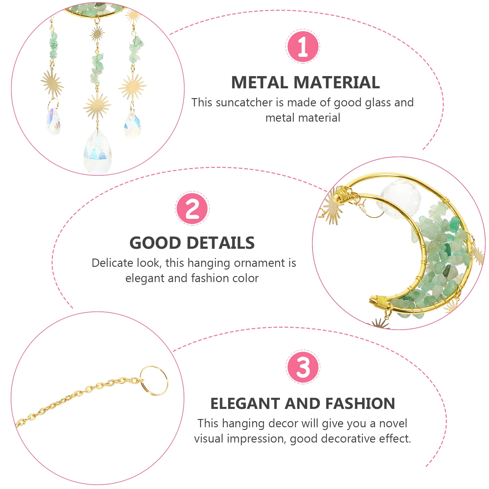 

Moon Hourglass Pendant Window Hanging Ornament Sun Catcher Metal Strips Decorations Suncatchers for Windows Delicate