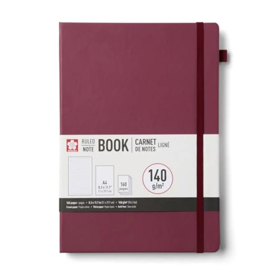 

Sakura Notebook Ruled A4 - Japanese-Inspired Lined Notebook for Effortless Writing - 140 GSM Paper - Hardcover - Built-in Pen H