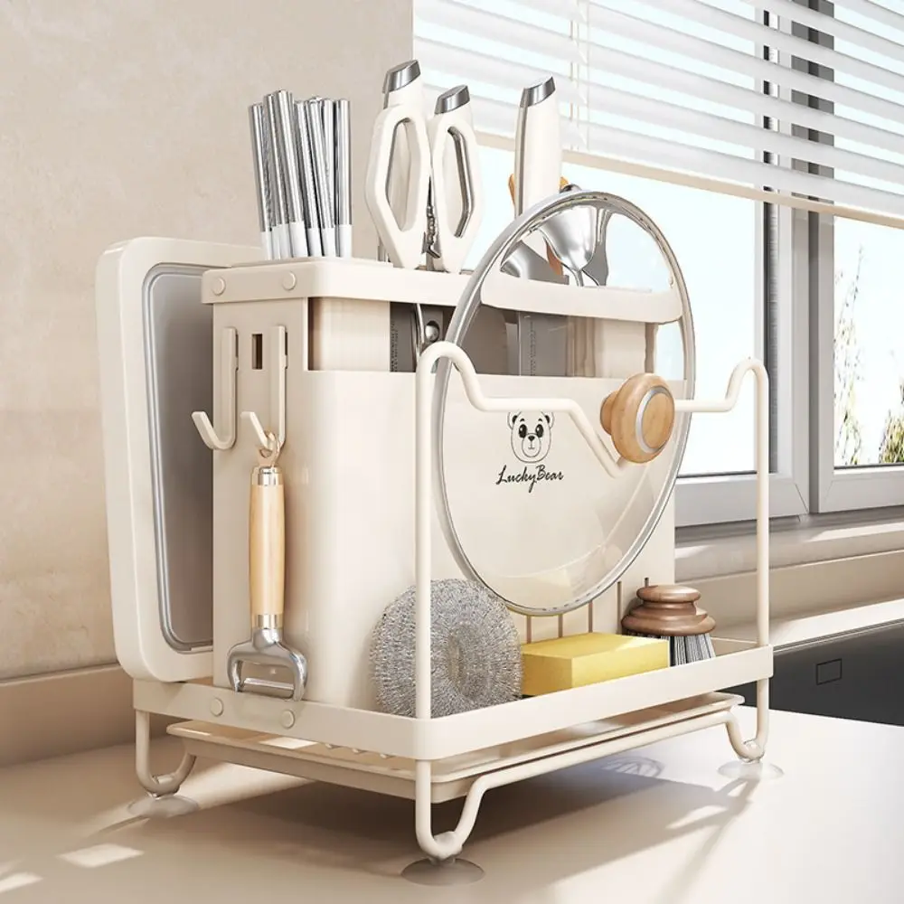

Stable Cutter Holder Anti-slip Space Saving Chopstick Bucket with Water Tray Large Capacity Kitchen Storage Rack for Home