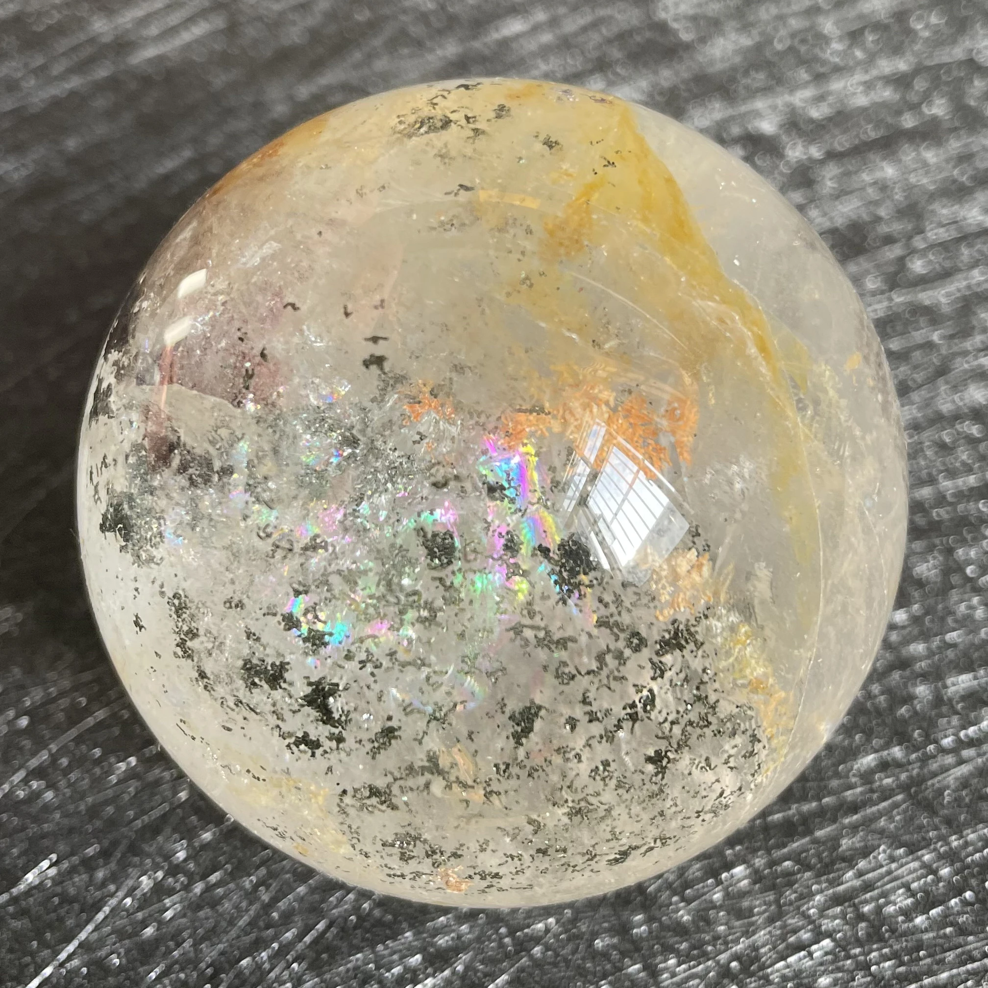 

388g Natural Crystal Ball Green Phantom Sphere Tourmaline Rock Decoration Rough Polished Quartz Stone Healing A4