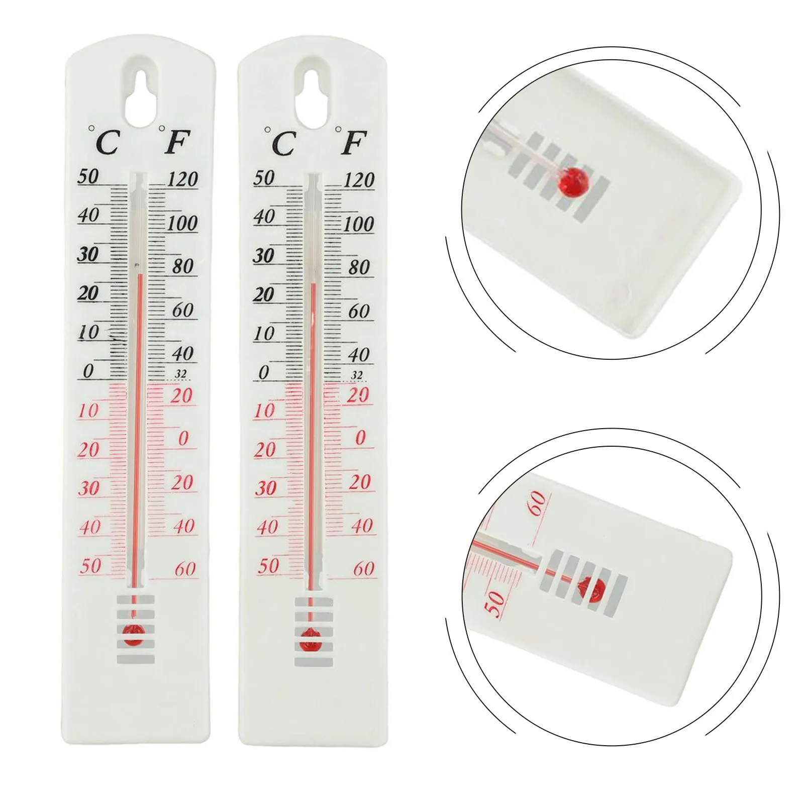 Wall Thermometer Dual Pack for Indoor Outdoor Use with Celsius Fahrenheit Scale Suitable for Garden Greenhouse House Office Room