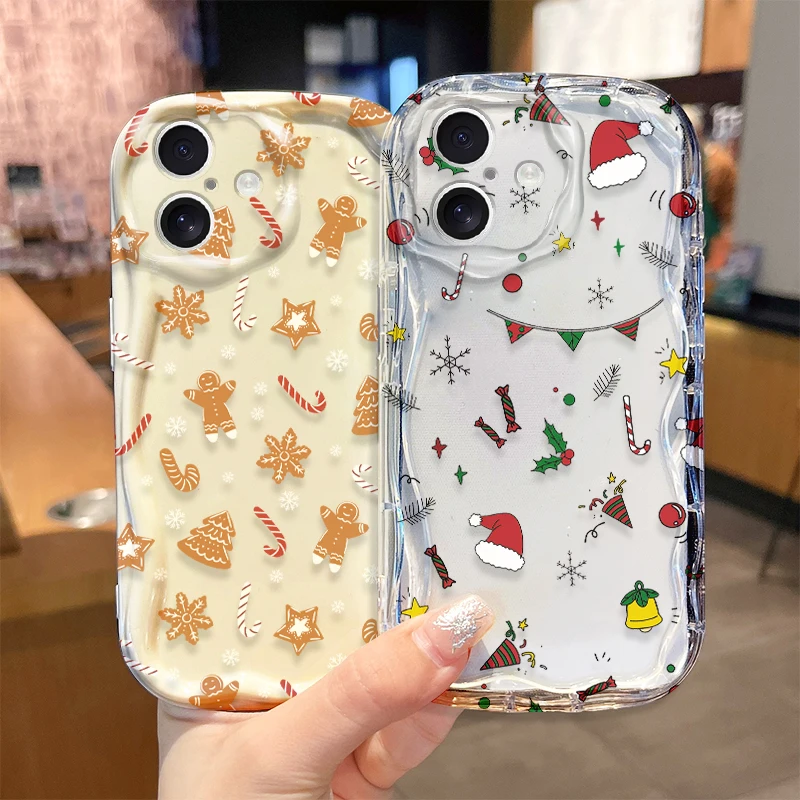 عيد الميلاد اليقطين كاندي حافظة شفافة آيفون 17 الهواء 16E 16 15 14 زائد 13 12 11 برو ماكس SE 2020 SE4 7 8 لينة سيليكون الغطاء الخلفي