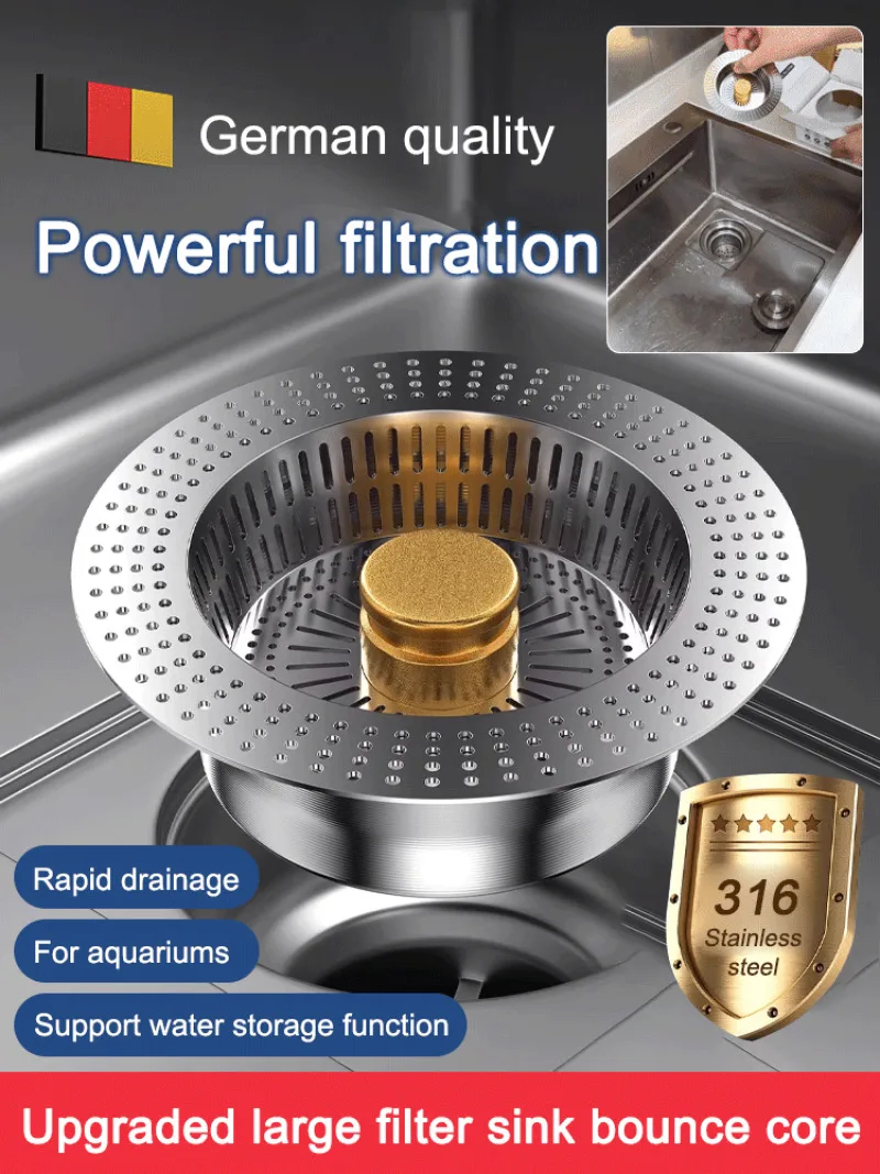 

Многоразовая долговечная недеформирующая сливная пробка для кухонной мойки, обновленная версия фильтра с отскоком, пробка для утечки воды