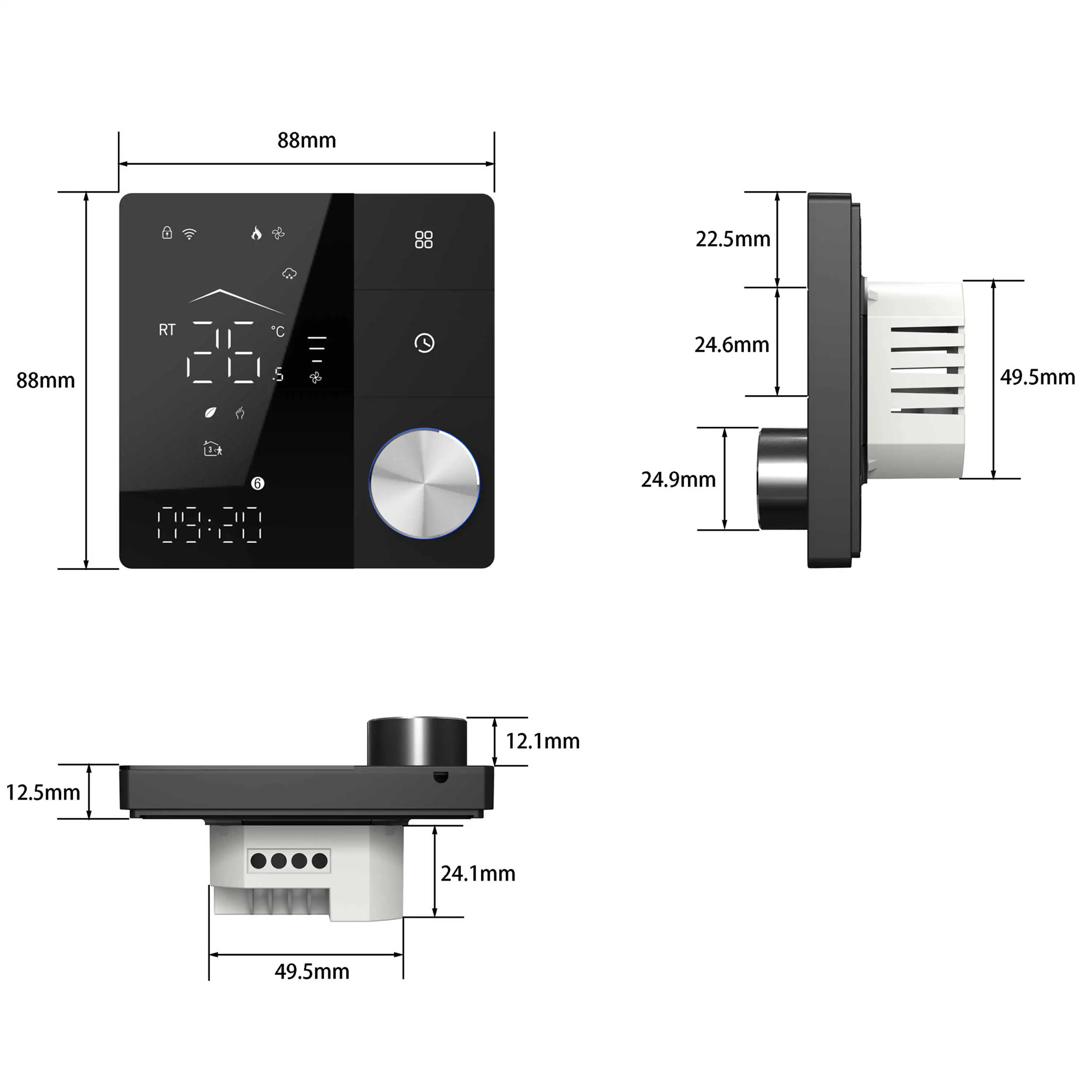 Imagem -05 - Termostato para Sistema Hvac Residencial 24v 220v Rs485 Wifi Temp de Gerenciamento Funciona com Amazon Alexa Assistente do Google Yandex Alice