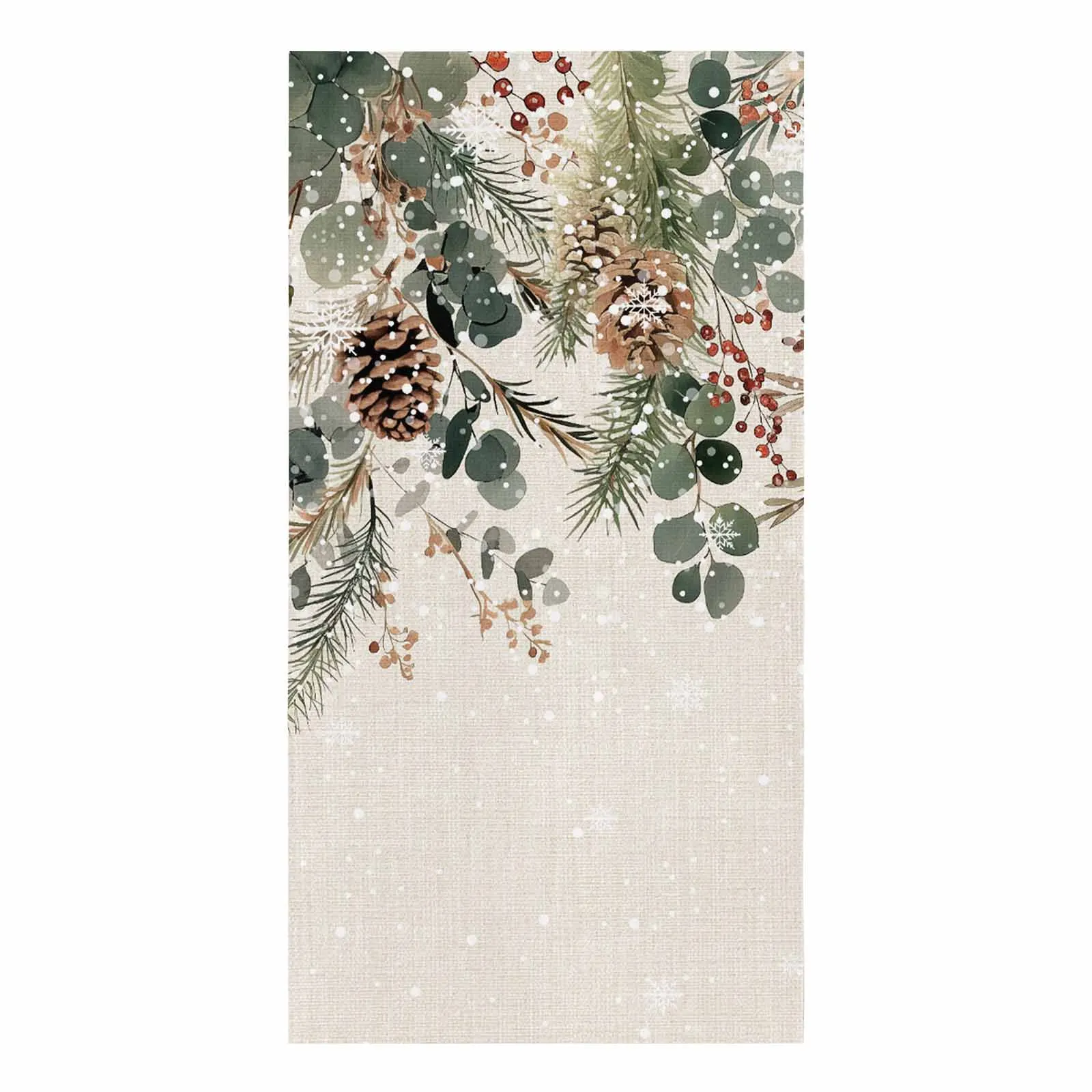 Christmas Plants Pine Leaves Berries Hazelnuts Printed Hand Towel Kitchen Dishcloth Water Absorption Household Cleaning Cloth