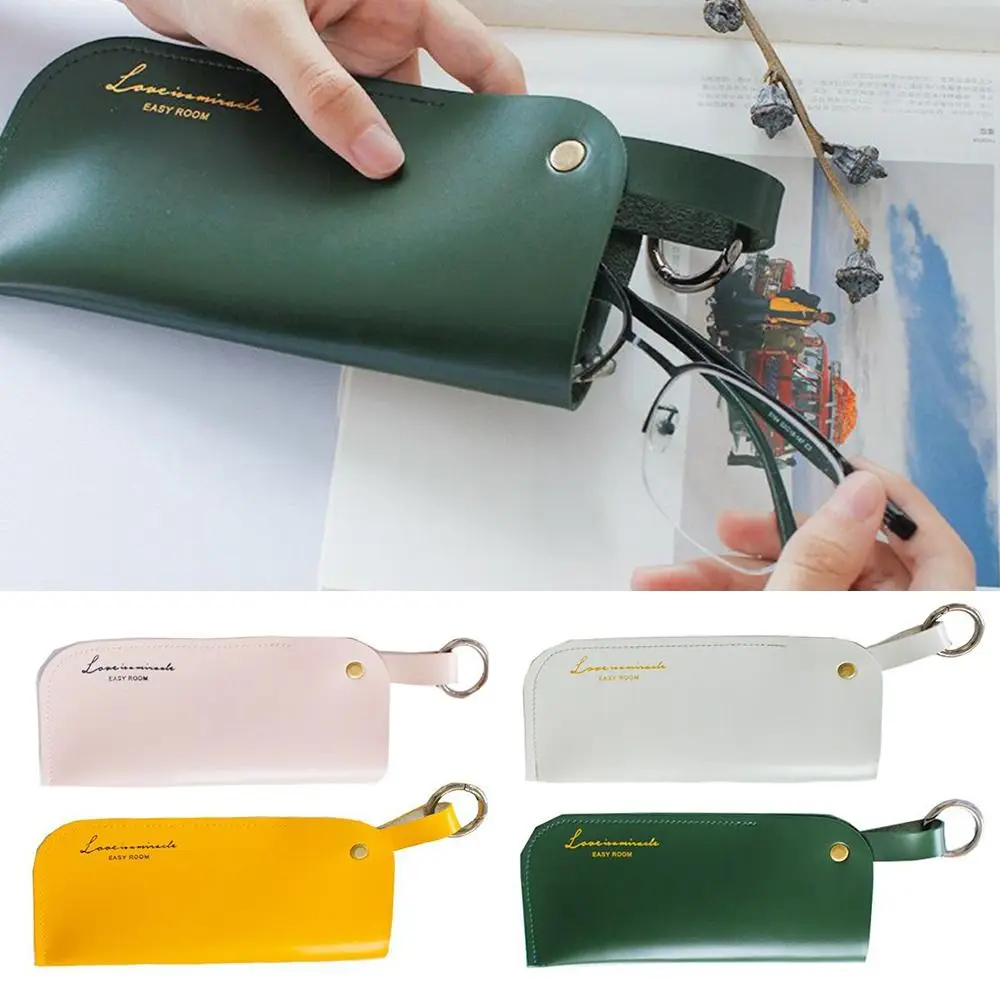 

Сумка для хранения солнцезащитных очков из искусственной кожи, однотонная прочная подвесная сумка для солнцезащитных очков с брелоком, портативная сумка для солнцезащитных очков