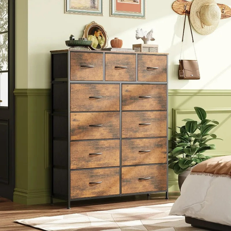 Tall Dresser for Bedroom, Fabric Dresser Storage Tower, Dresser & Chest of Drawers Organizer Unit with 11 Drawers, Storage