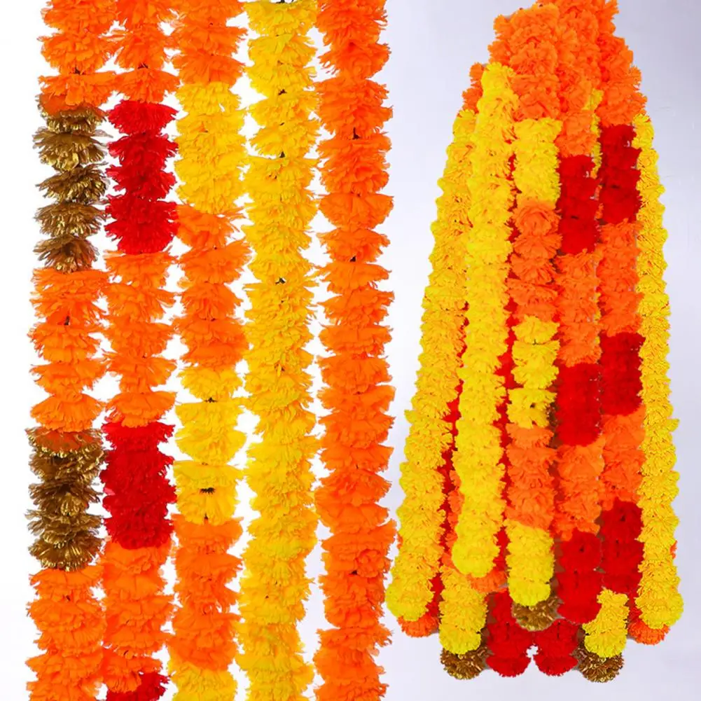 Wall Garland for Home Artificial Marigold Garland Long Strands for Home Wedding Party Decorations Thanksgiving for Home