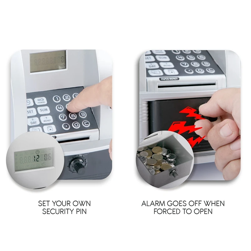 A16R-Smart ATM Piggy Bank For Money Mini Banknote Money Boxes Voice ATM Machine To Teach Children Money Management