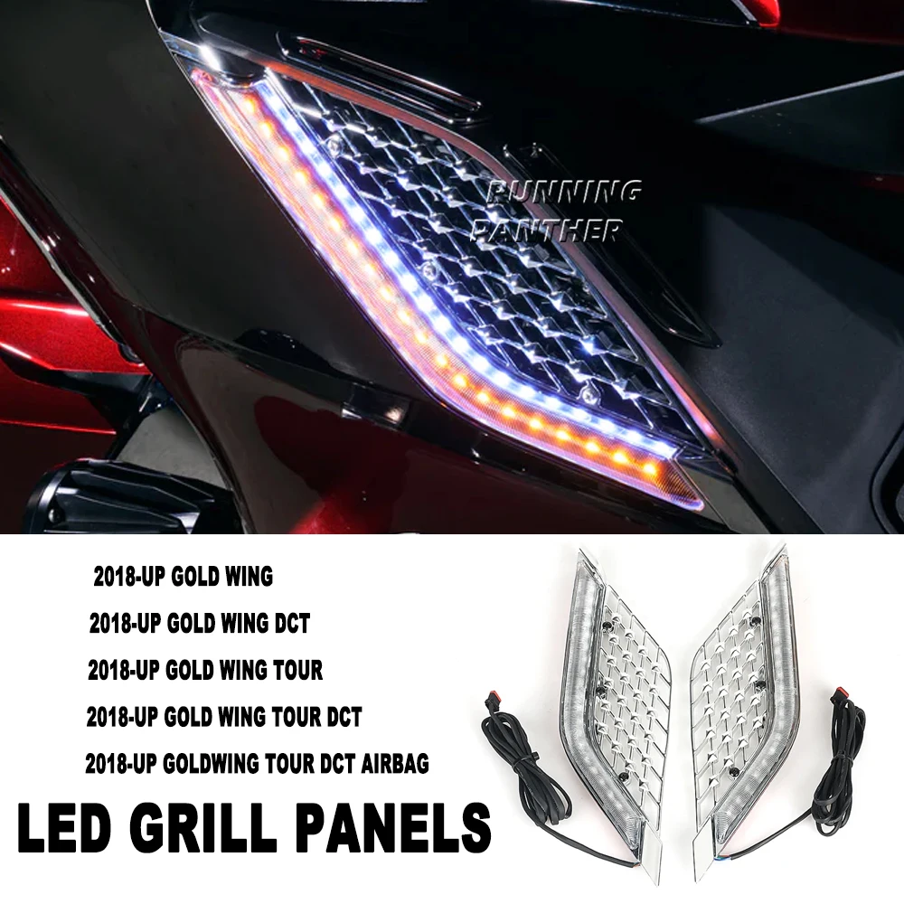 

For Honda Goldwing Gold Wing GL1800 Tour DCT Airbag 2018-2023 Motorcycle LED Light Radiator Grill Panels Decorative Light Lamp