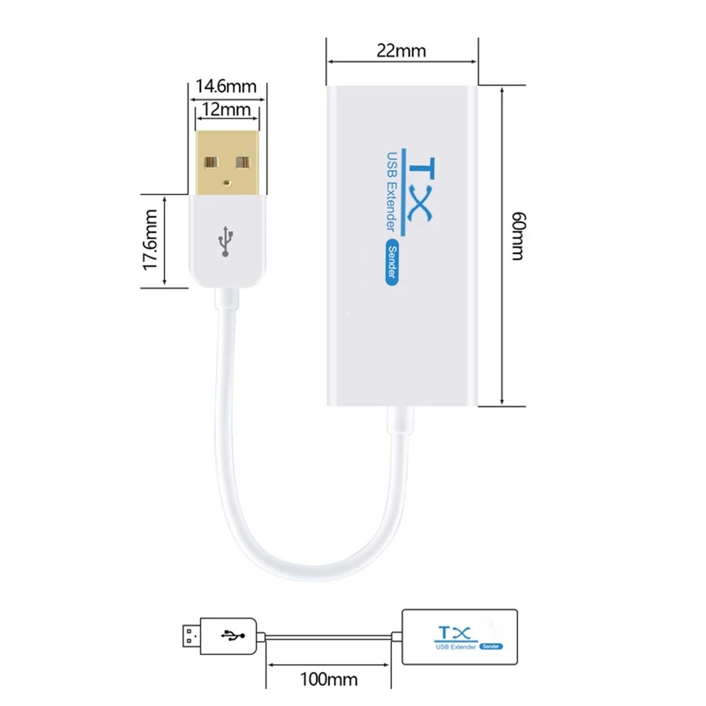 AT5e/6ケーブル用の外部USB延長アダプター,200mからrj45までの拡張可能なアダプター,非アクティブ電源,拡張機能,プラグアンドプレイ