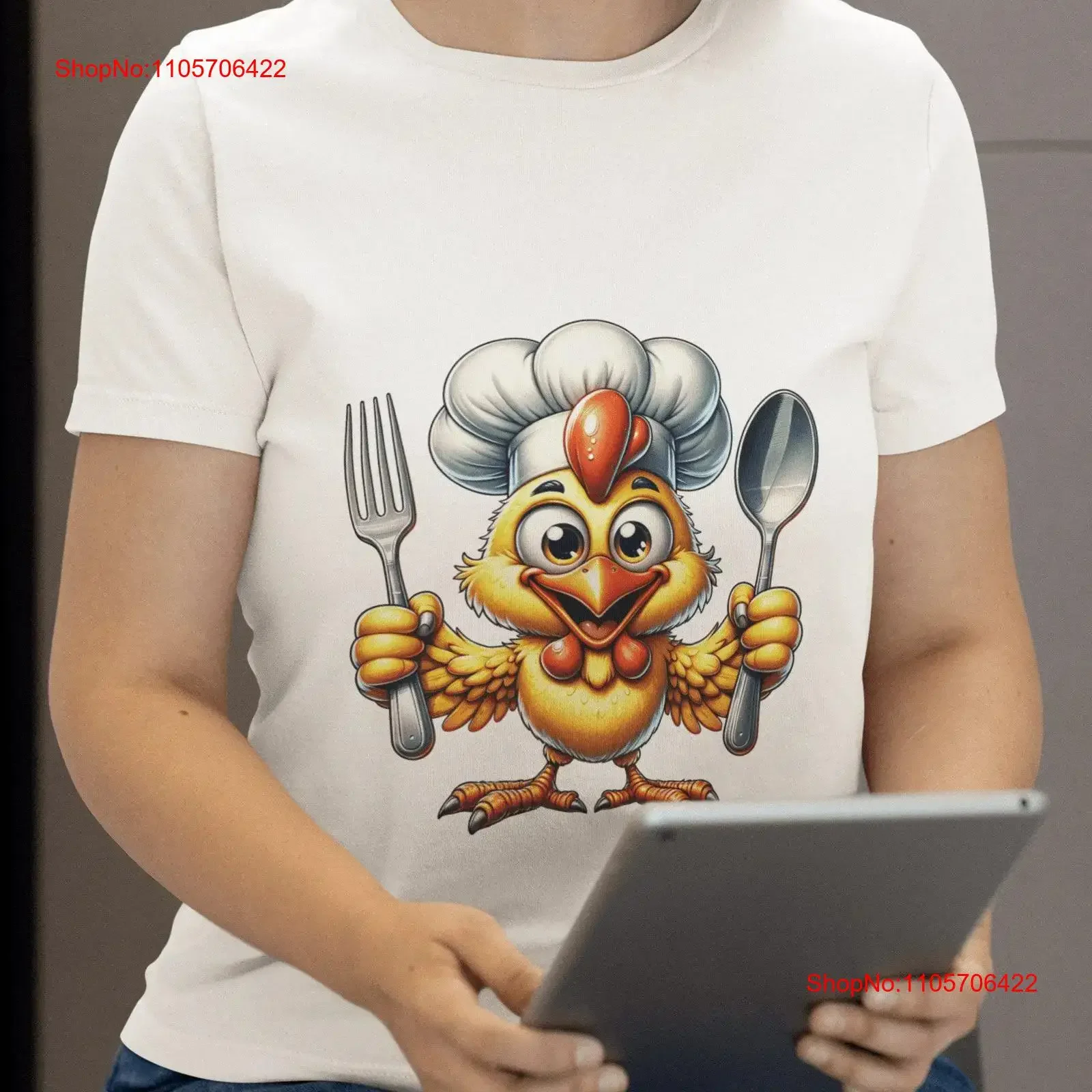 Cartoon Chicken Chef T Shirt Humorous Cook Culinary s Unique Foodie Kitchen Apparel Comfy Casual Wear vintage Washed