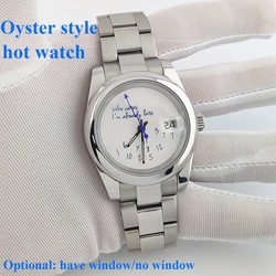 nh35 Watch 36mm/39mm Who cares im already late Watch No Logo Blue Text Oyster Case Sapphire Crystal Glass Automatic Movement