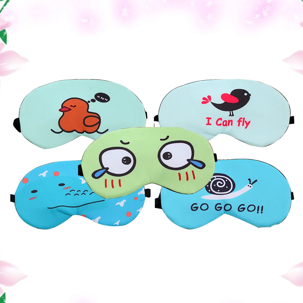 

5pcs Sleep Eye Mask Cartoon Blindfold Eyeshade for Eyes Therapy Masks Soft Breathable Polyester Fiber Adjustable Gel Pad