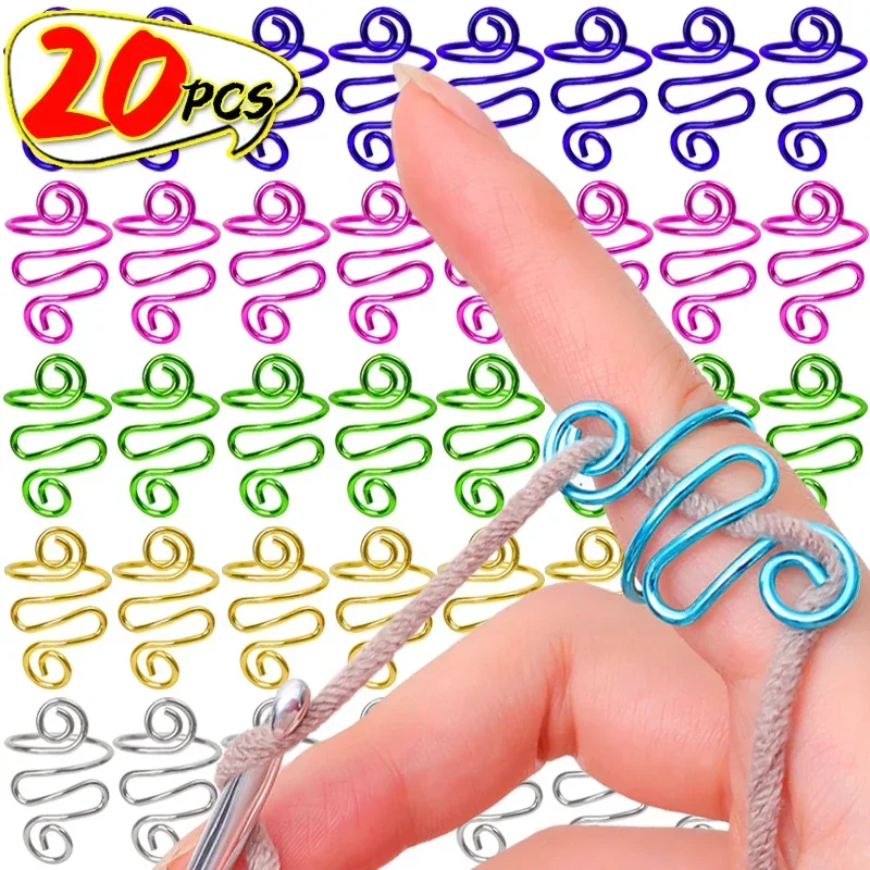 2/20pcs סרוג טבעות מתח מתכווננת טבעות טבעות מתח מתכווננות ללבוש חוט מדריך הטבעת טבעת מדריך עוטי סריגה נייד