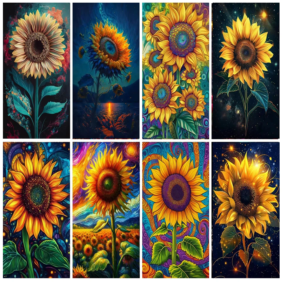 

Diy Diamond Painting Kit Shiny Sunflower Rhinestone Full Square/Round Cross Stitch Handmade Mosaic Home Decor Gift
