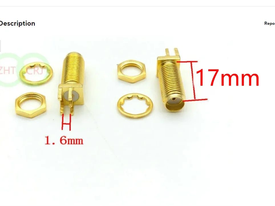 latao sma feminino porca bulkhead solda deck pcb clip edge mount conector rf 17 mm 100 pcs 01