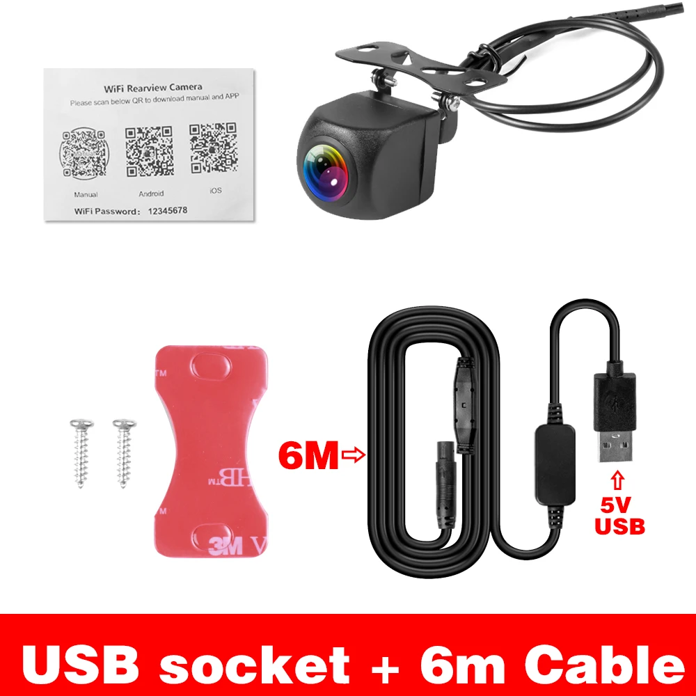Auto Achteruitrijcamera Wifi HD 170 Graden Achteruitrijcamera Draadloze Waterdichte Wifi Backup Camera 12 V 24 V voor Android Ios