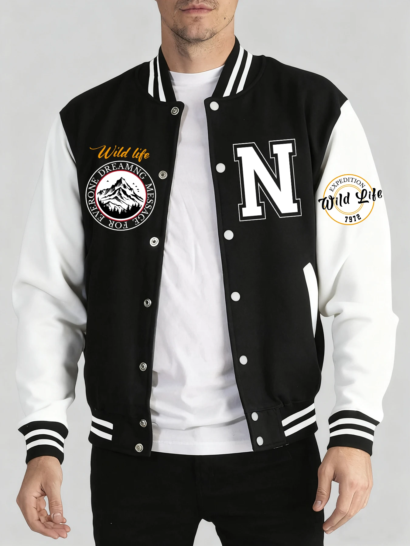 

Мужская уличная бейсбольная форма с принтом Expedition Wild Life, осенне-зимняя куртка, удобные винтажные топы, повседневная базовая уличная одежда