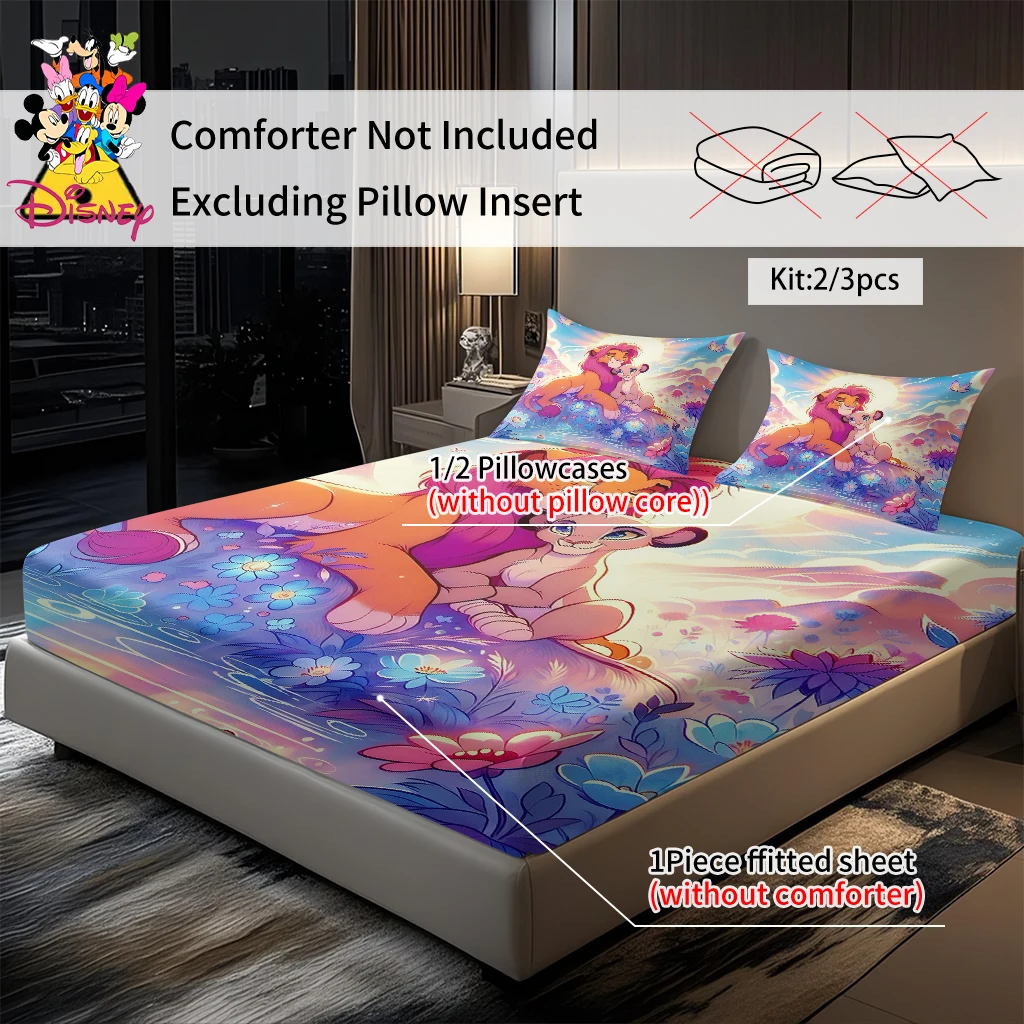 طقم ملاءات ديزني ليون كينج سيمبا ونالا مكون من 2/3 قطعة بطباعة رقمية لتزيين غرفة النوم والمهاجع