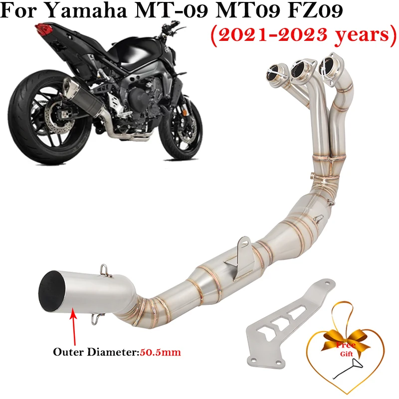 Slip On For Yamaha MT-09 MT09 FZ-09 XSR900 2021 2022 2023 Motorcycle Exhaust Escape Systems Modified Front Mid Link Pipe Muffler