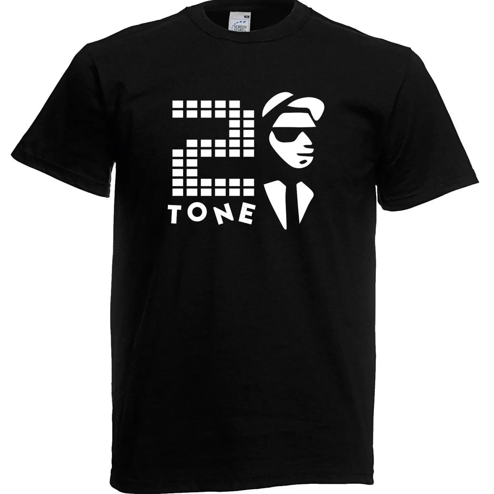 Camiseta para Adulto, Estilo Vintage, 2 Tonos, Ska Rock Revival, Música de los 70 y 80, Negra, Lavada, Elástica, Moda Masculina, Ligeramente Elástica