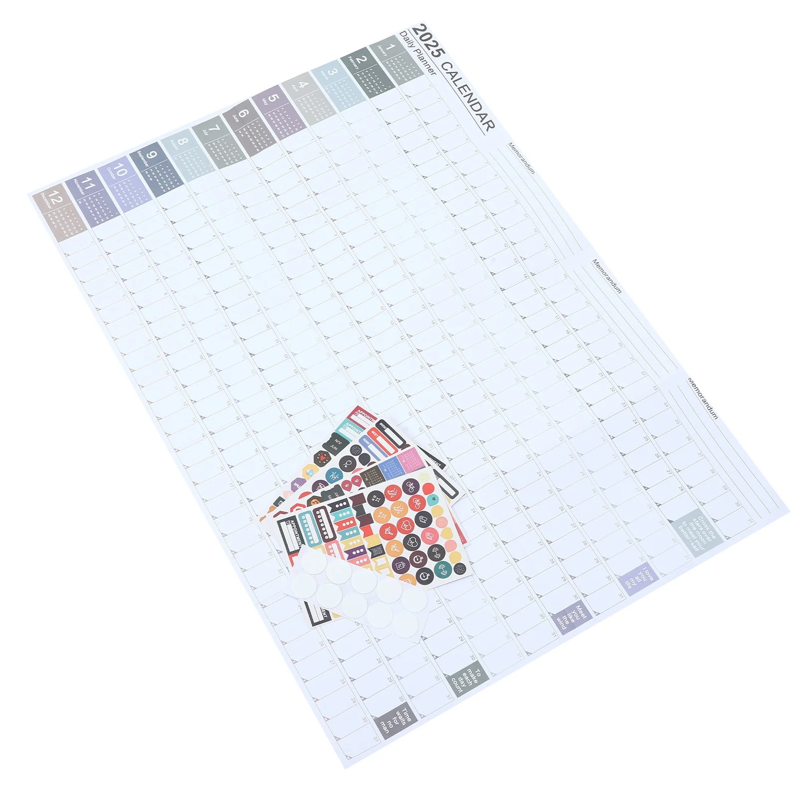 1Set 2025 Creative Wall Calendar Planner Yearly Schedule Paper Clear Printing Color Coordination Wall Calendar