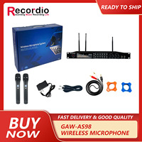 GAW-Q450 2 Channel Wireless Microphone System UHF Wireless Mic Balanced Conference Microphone for Church Stage Performance