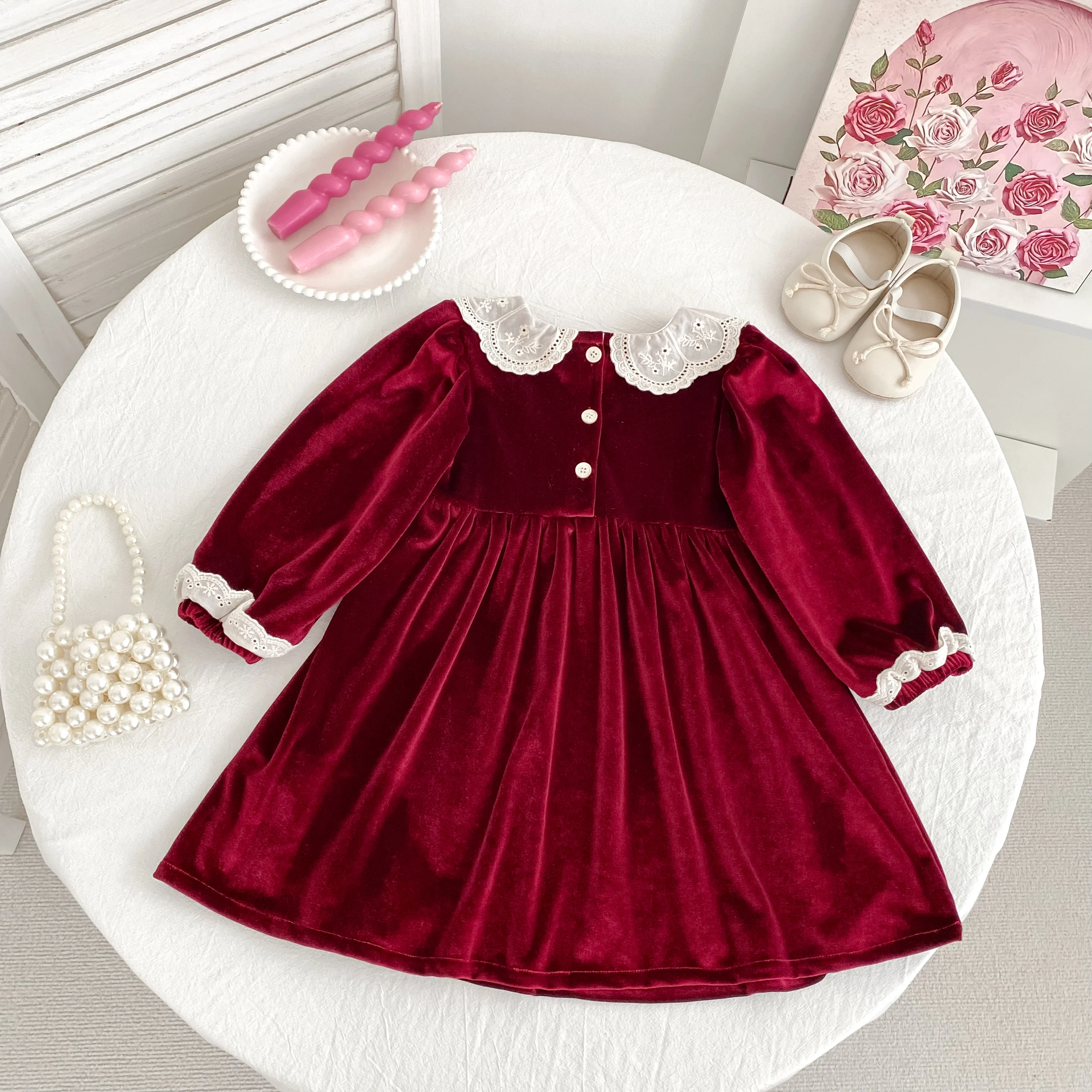 Neue Weihnachten Kinder Party Kleid Baby Bodys Schwestern Kleidung Herbst Schwestern Mädchen Prinzessin Kleid Spitze Rot Neue Jahr Kinder Kleidung – Detail 23