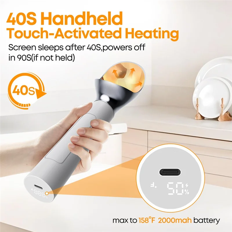 Heated Ice Cream Scoop-Electric Scooper For Hard Ice Cream And Desserts,Handheld Heating Up To 158°F, With LED Display
