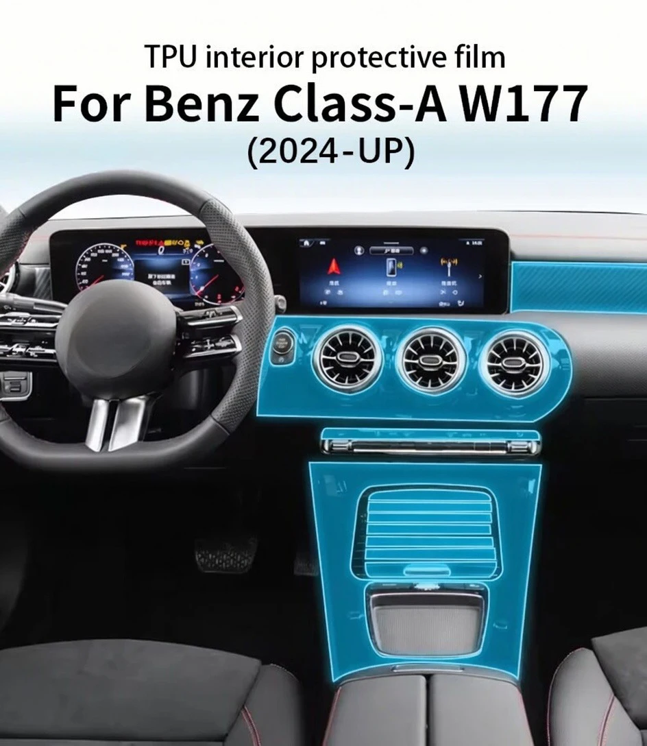 TPU-Schutzfolie für die Mittelkonsole für Mercedes Benz A-Klasse W177 2024-2026 TPU-Innenraumschutzfolie Transparent – Detail 1