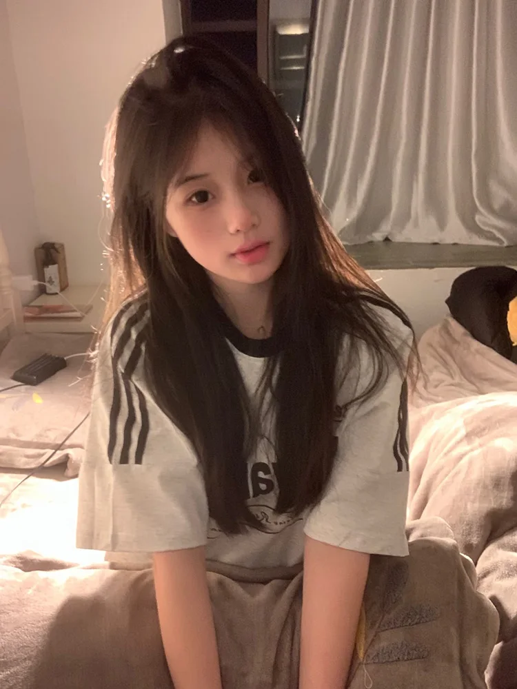 

Футболка из чистого хлопка ort Sve, женская летняя футболка для пар, топ в полоску с буквенным принтом в стиле ретро для поездок на работу