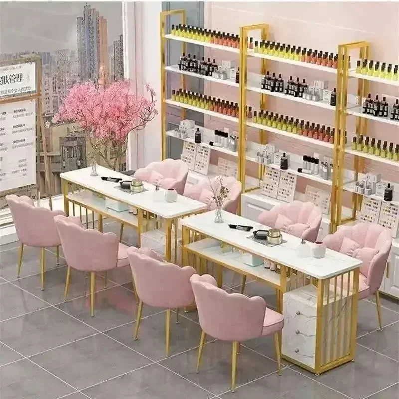 유럽 ​​패션 Ins 테이블과 의자 세트 더블 매니큐어 가구 전문 미용실 네일 테이블 럭셔리 미니멀리스트