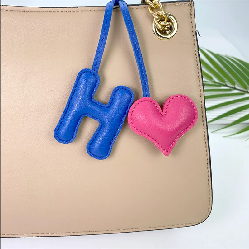 Fashion Bag Charm Accessories Handbag Pendant Letter Shape Creative Keychain Schoolbag Love Heart PU Handbag Accessories