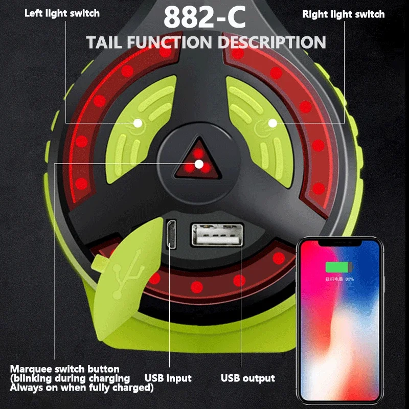 LED Rechargeable Search Light USB LED flashlight 2 side night light lamp hand Handle Spotlight Ultra-long Standby,WHite +RED LED