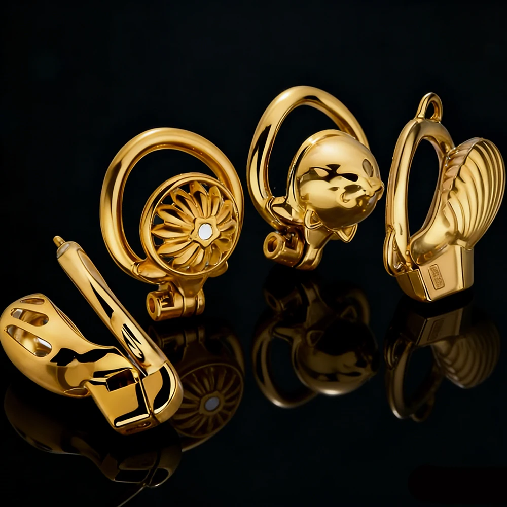 FRKO Fantasy Golden Male Chastity Cages 184/244/245/280 Lock Cock Cages Penis Restraints Fetish Sex Toys BDSM Sissy Men 