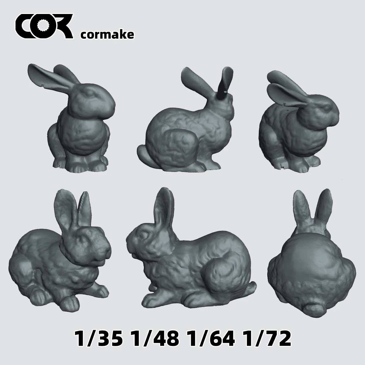 3D Resin Miniature Rabbit Animal Scale Model Kit, Architectural Building Diorama Sand Table Decor Fit 1/35 1/48 1/64 1/72