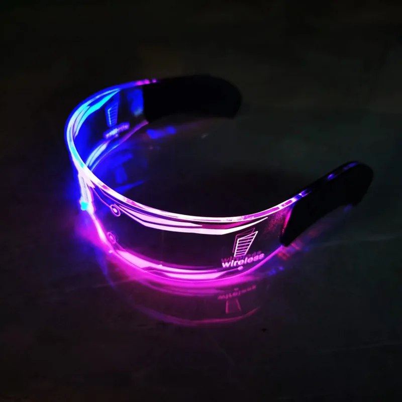 نظارات مضيئة بإضاءة LED بتقنية المستقبل 3 فولت، 7 نظارات فلاش ملونة متغيرة الألوان من الأكريليك العصرية