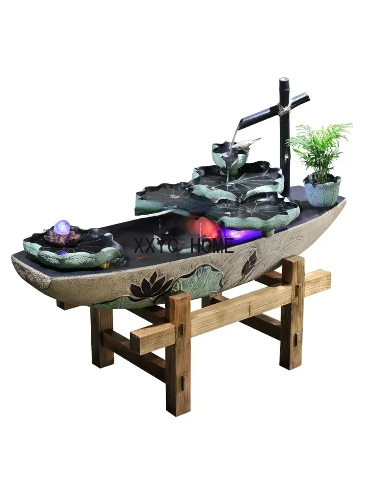 GY Large Flowing Water Ornaments Fengshui Wheel Floor Fountain Courtyard Indoor Humidifier Waterscape Lucky Fish Pond