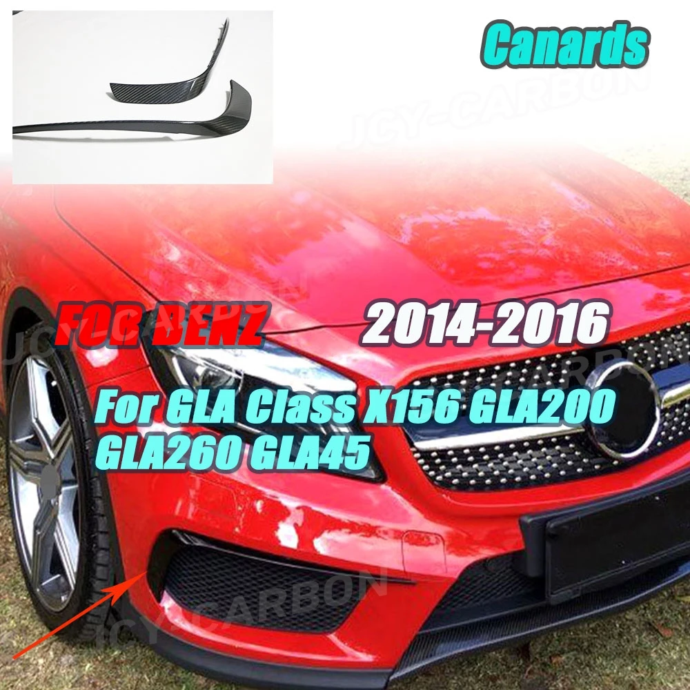 

JCYECF For Benz GLA Class X156 GLA200 GLA260 GLA45 2014-2017 Carbon Fiber Gloss Black Foglamp Front Air Vent Fin Canards
