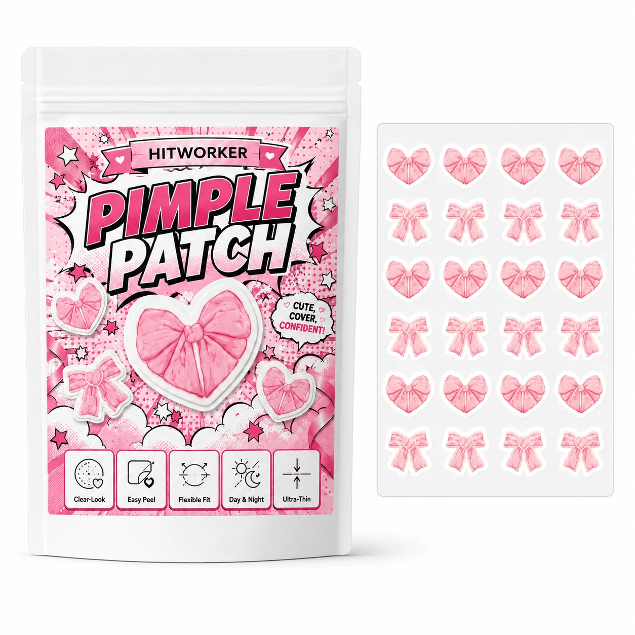 120PCS Pimple Cover Patches, Clear-Look Hydrocolloid Beauty Patches For Day And Night Use, Easy Peel Spot Cover