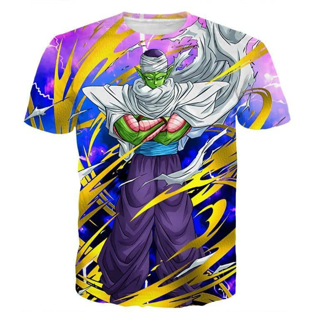 Camiseta de Moda con Estampado 3D de Anime Japonés Dragon Ball Z, Piccolo Enojado Esperando el Combate, Aura Amarilla, para Niños y Adultos, Ropa de Cosplay