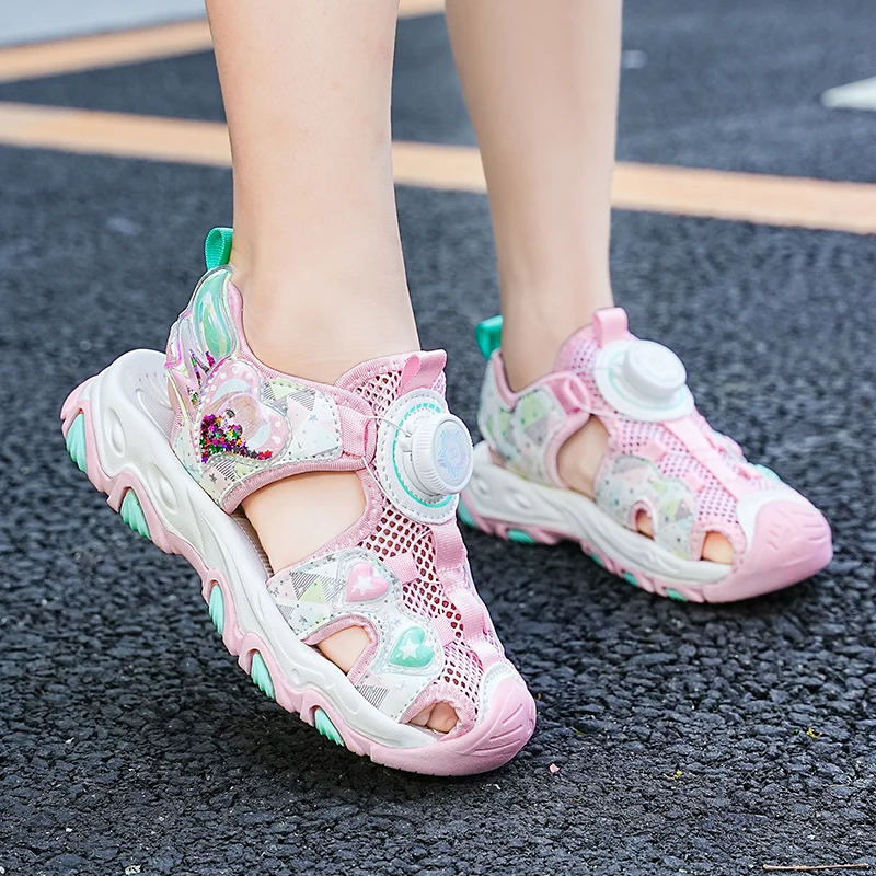 Hot Sale Summer Children Sandals Girls Shoes Sports Shoes Hollow Kids Fashion Sneakers Non-Slip Lightweight Candy Color Sandals