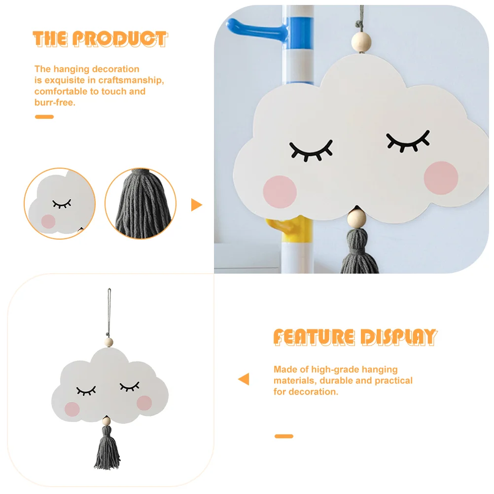 Home Decor Ornament Cloud Decorations for Bedroom Cartoon Wood Pendant Wall Hangings White