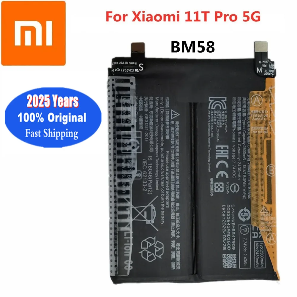 2025 Years 5000mAh BM58 Original Phone Battery For Xiaomi 11T Pro 11TPro 5G Battery High Quality Batteries Bateria Fast Shipping