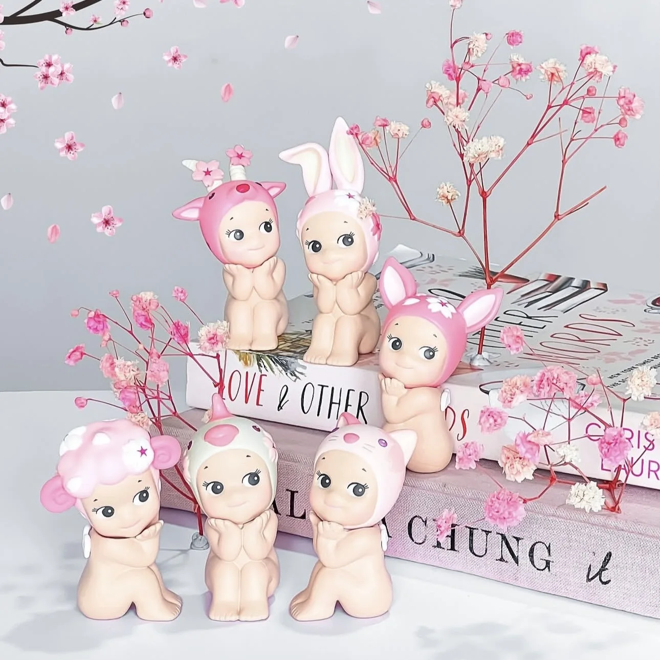 

End box!New Sakura Angel Papa Trendy Blind Box Cat Chin Support Figurine Mobile Phone Decoration Cupid Doll