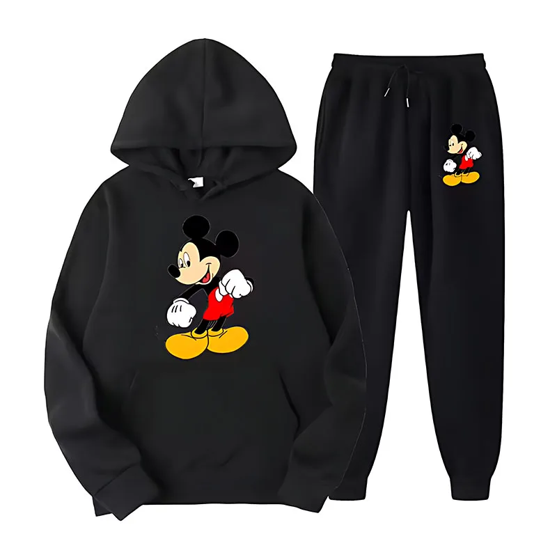 

Mickey Mouse Cartoon Anime Women Sweatshirt Sweatpants Set New Fashion Men Pullover Pants Suit Autumn Couple Hoodie Pant Sets