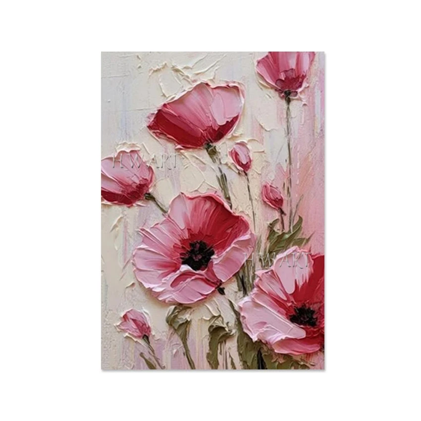 Imagem -06 - Arte Abstrata da Parede sem Moldura Grossa Pintura Acrílica Faca Lona Rosa Qualidade Fina Flores Desenho Picture Decor Dropshipping